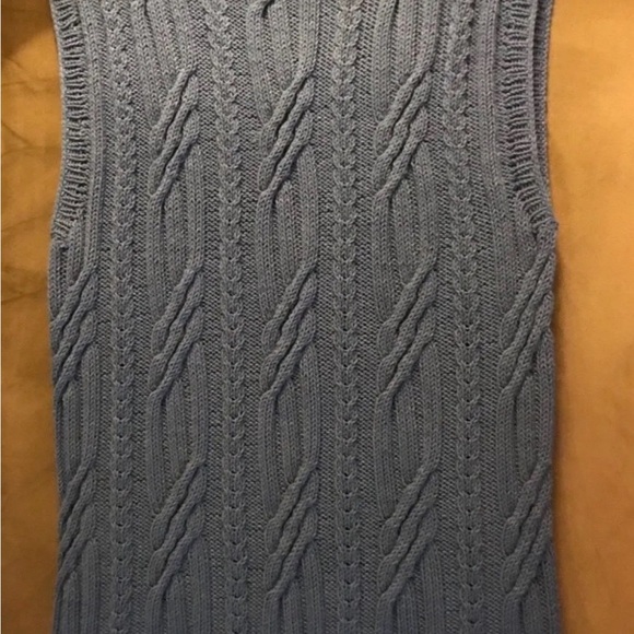 Hand knitted blue color cotton vest, size L - Picture 3 of 5